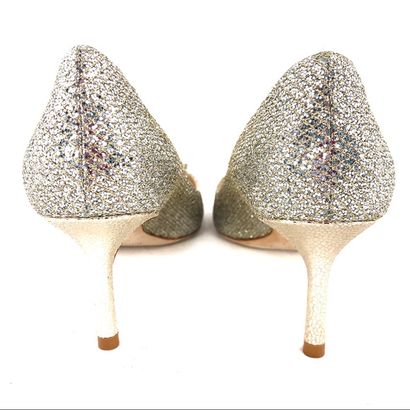 Jimmy Choo Alex Champagne Glitter Rhinestone Swarovski Crystal Cinderella Heels - Picture 6 of 8